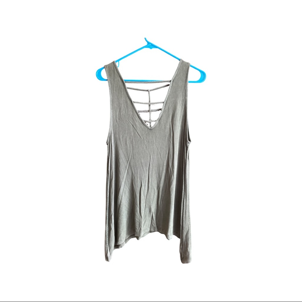 American Eagle Army Green Tank Top with front and back detailing - Size L -